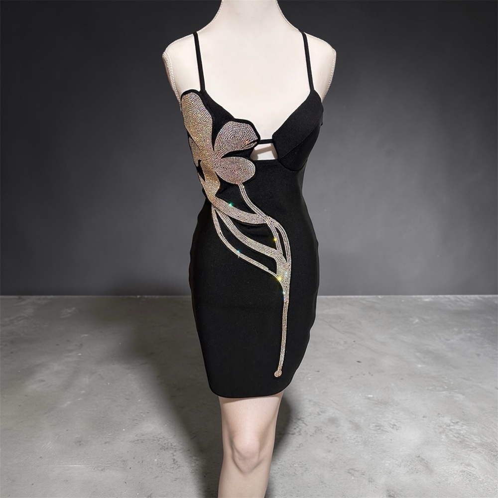 Zcrave Elegant Black Floral Dress